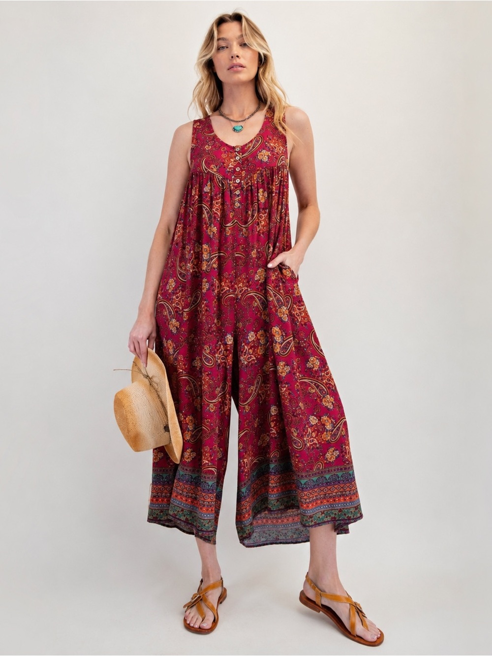 #300 CLOSEOUT Firm 🌸New! Easel boho Wide Leg Easel Jumper